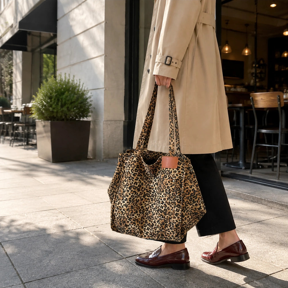 Grand tote bag léopard femme classe