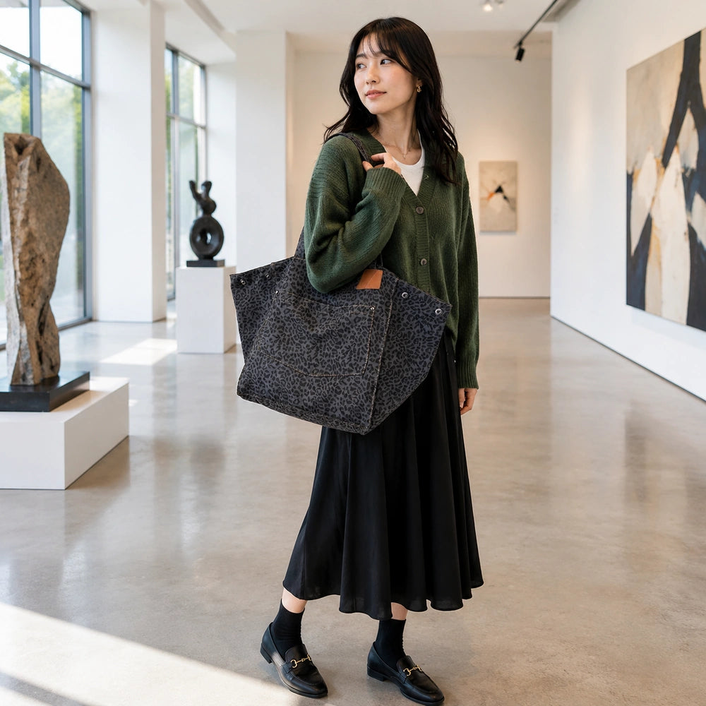 Grand tote bag léopard femme art