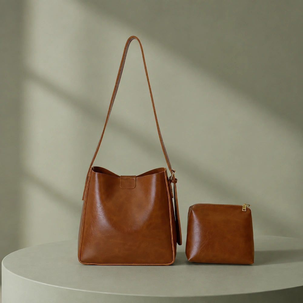 Sac cabas cuir rigide marron