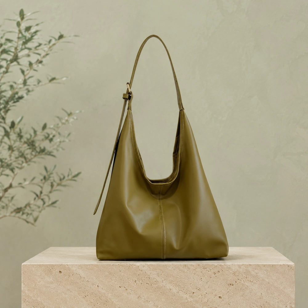 Sac cabas cuir souple vert