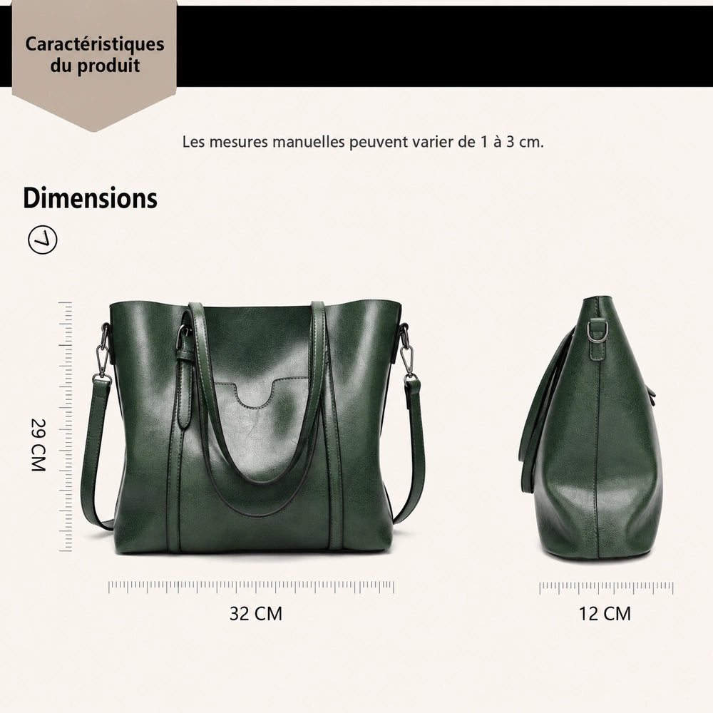 Sac cabas cuir vert dimensions