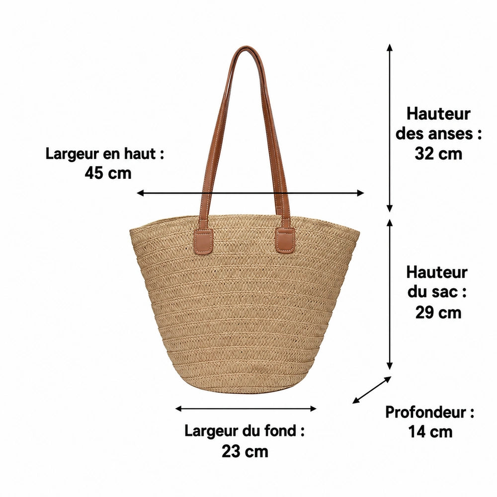 Sac cabas raphia et cuir dimensions