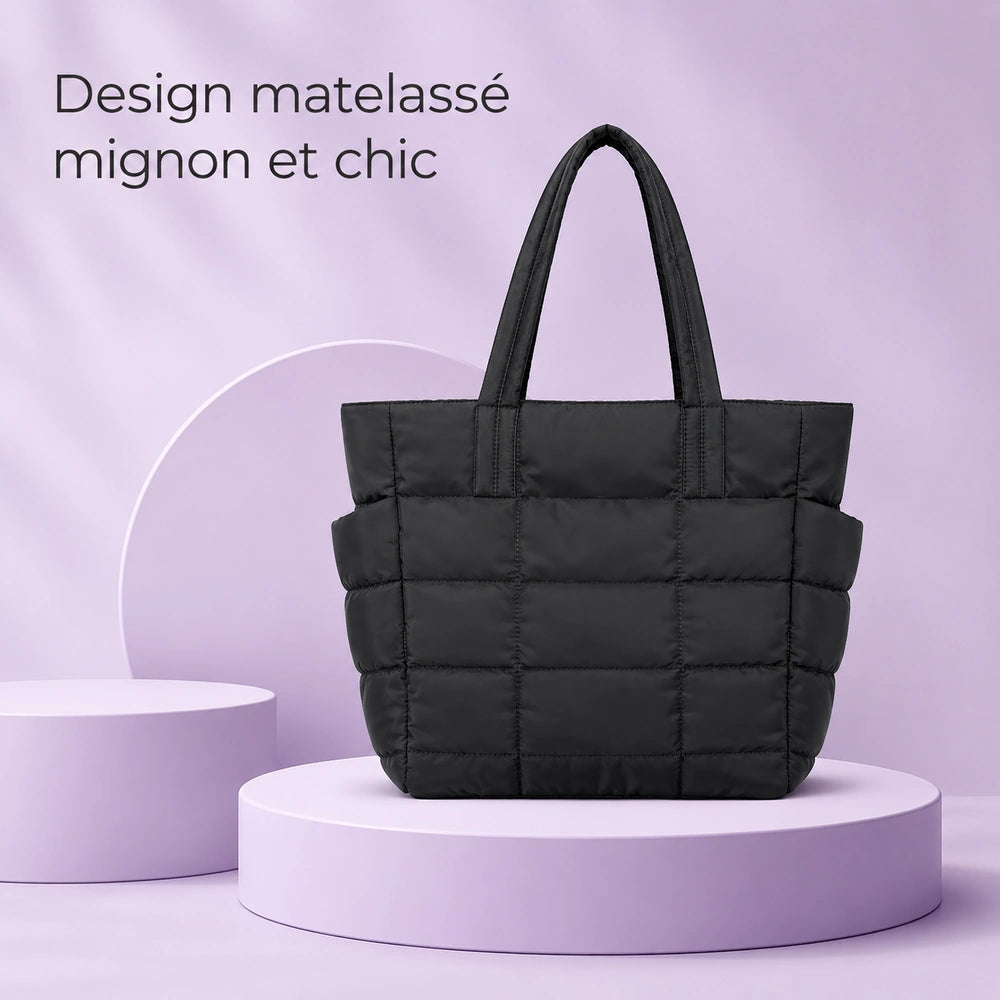 Tote bag matelassé noir design