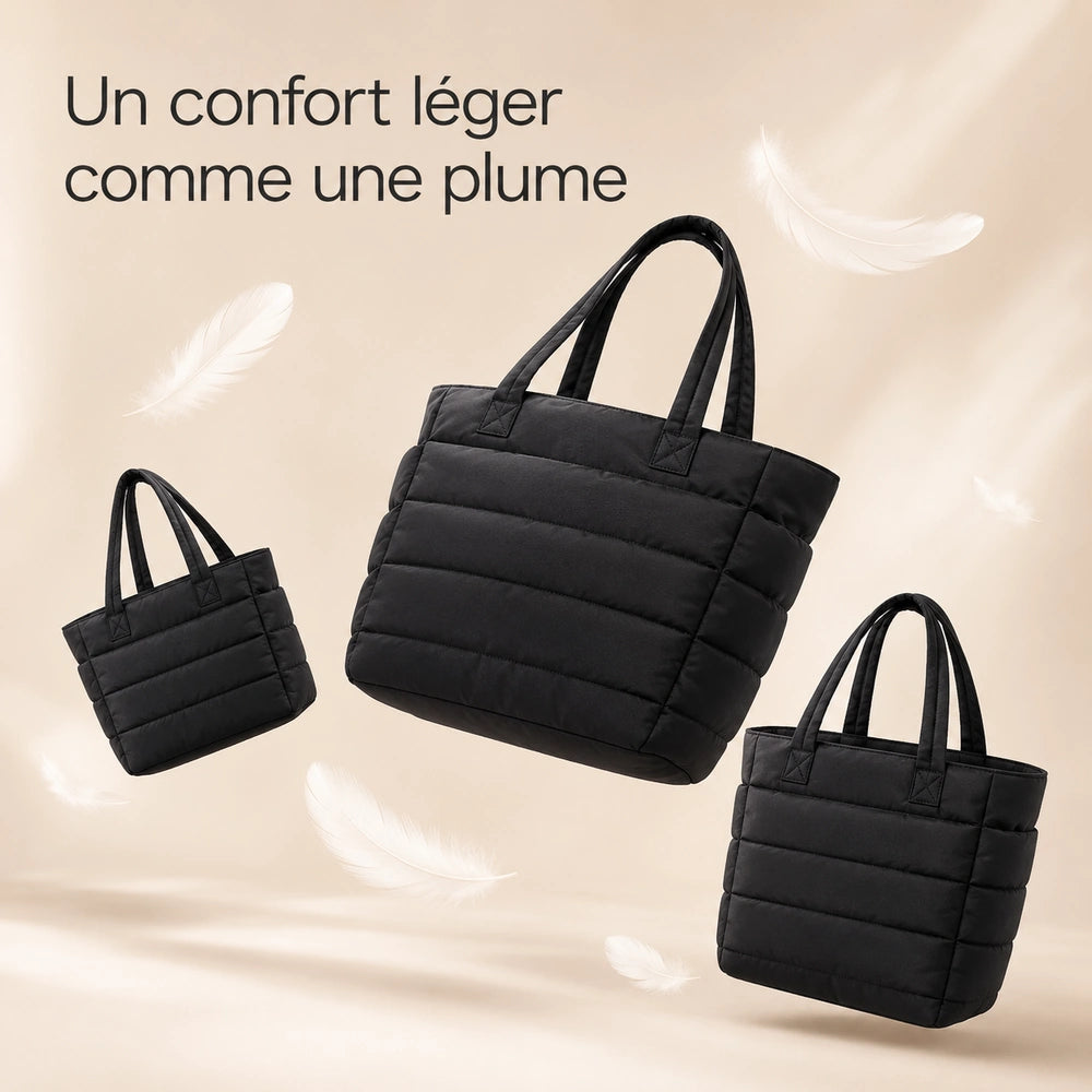 Tote bag matelassé noir confort