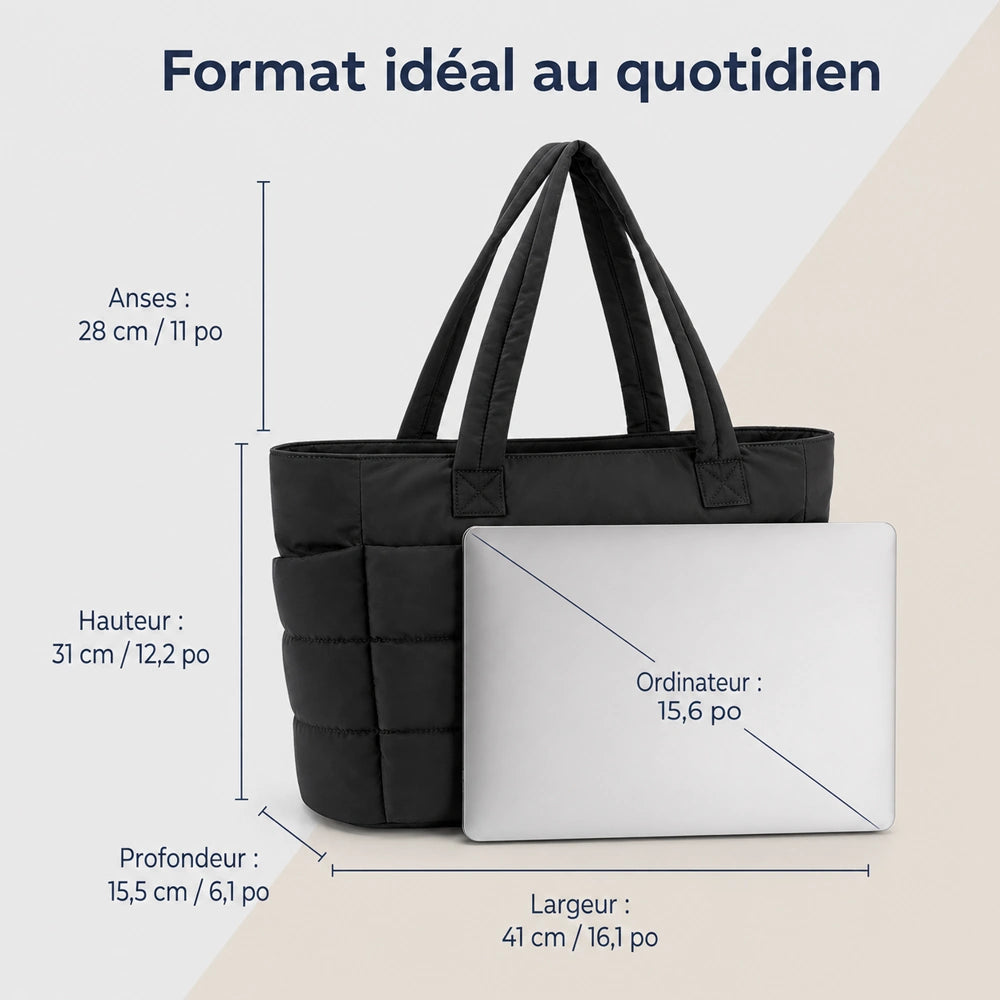 Tote bag matelassé noir dimensions