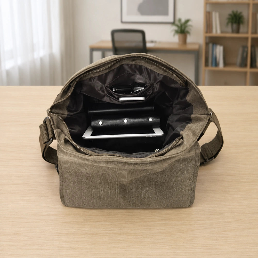 Tote bag bandoulière homme ouvert