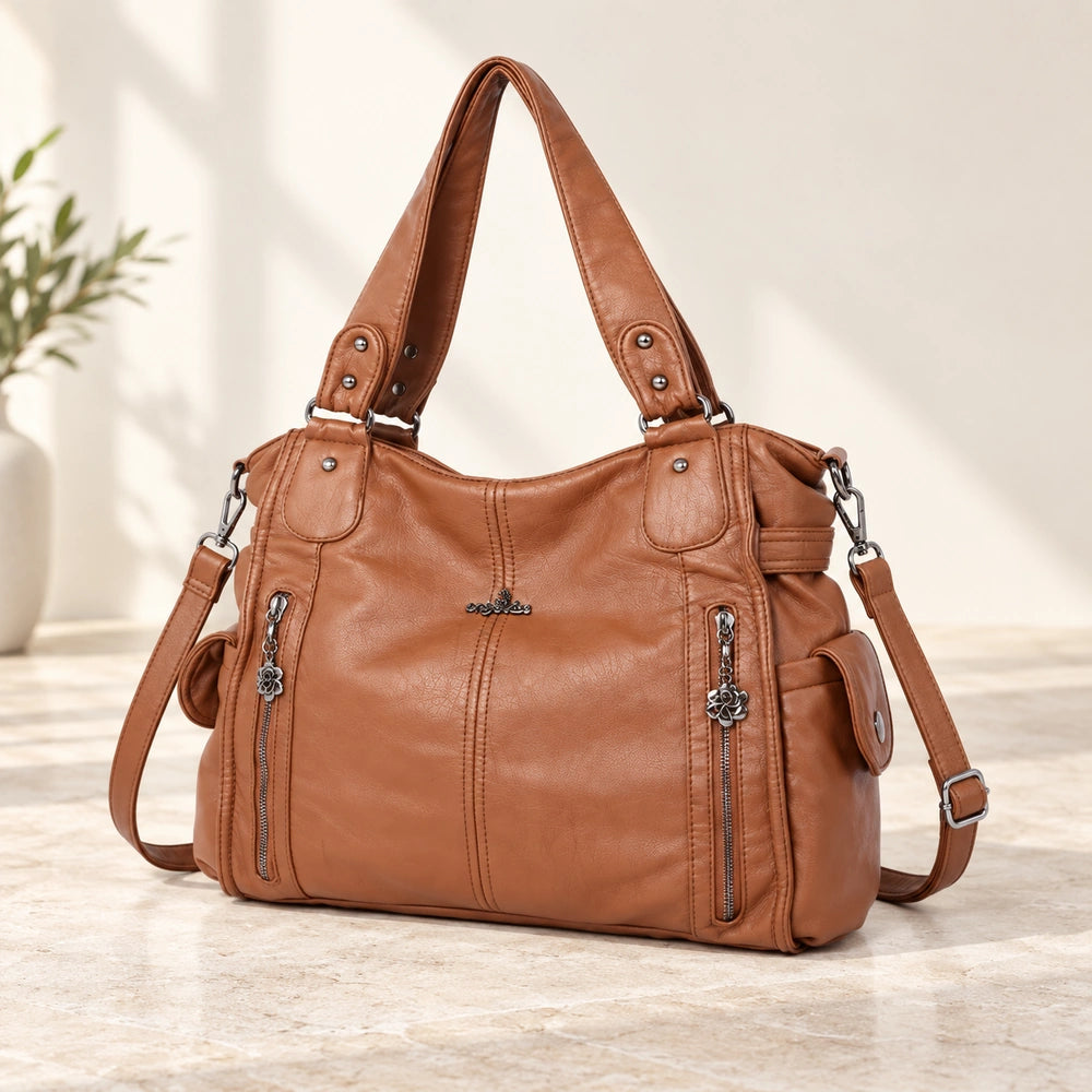 Grand sac à main avec bandoulière marron