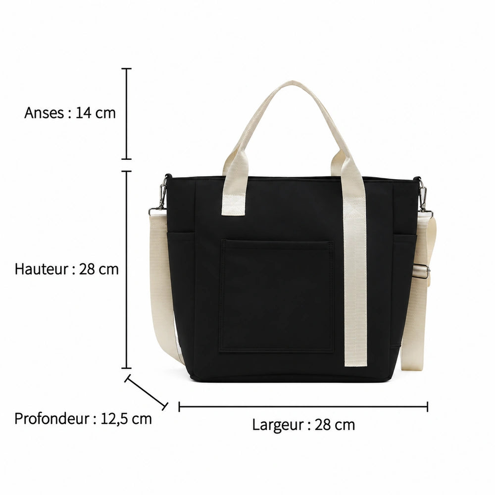 Dimensions du grand sac à main fourre-tout noir