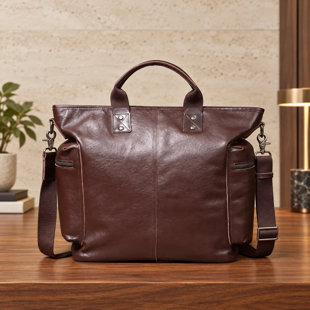 Grand sac à main homme brun