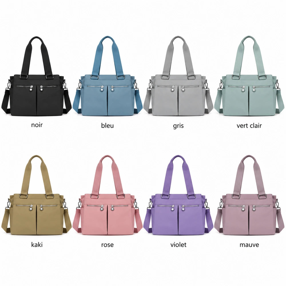 Grand sac à main multipoches décliné en huit coloris pour femme