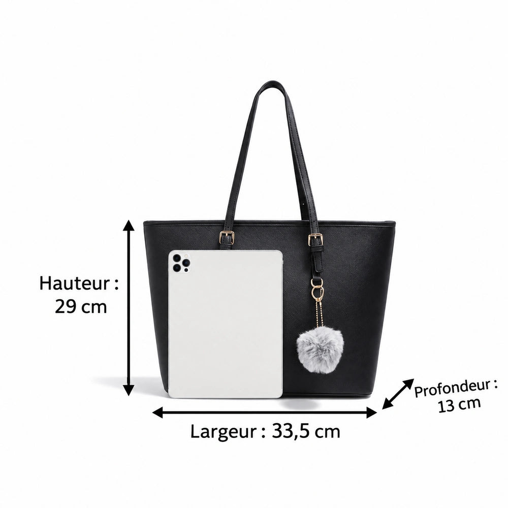 Dimensions du grand sac rigide noir de 33,5 × 29 × 13 cm