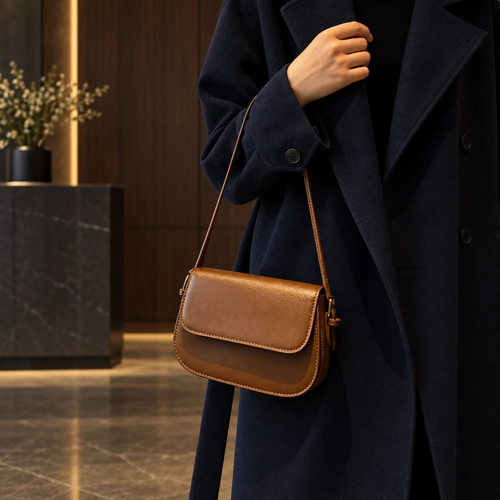 Petit sac à main beige présenté sous plusieurs angles