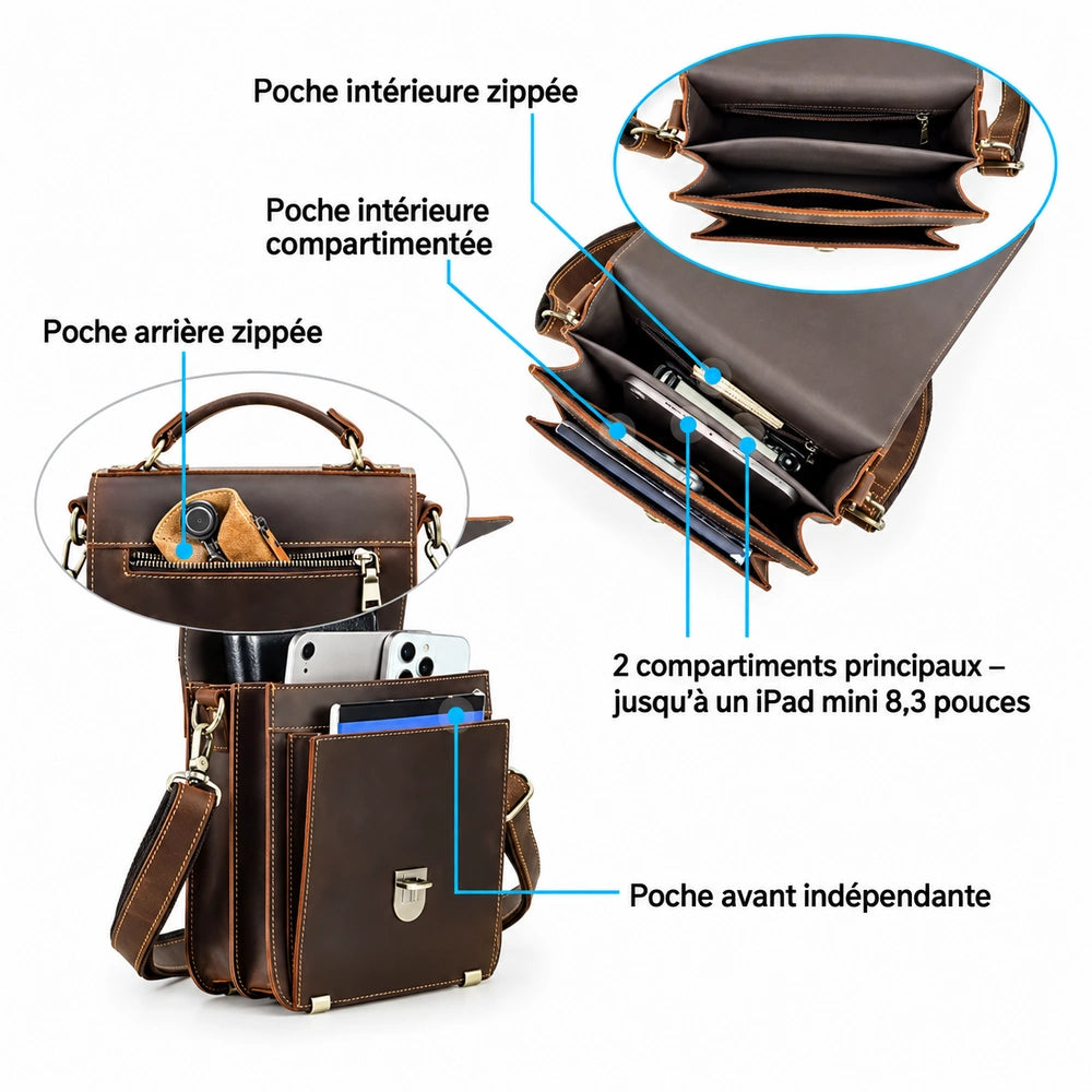 Petit sac à main homme poches
