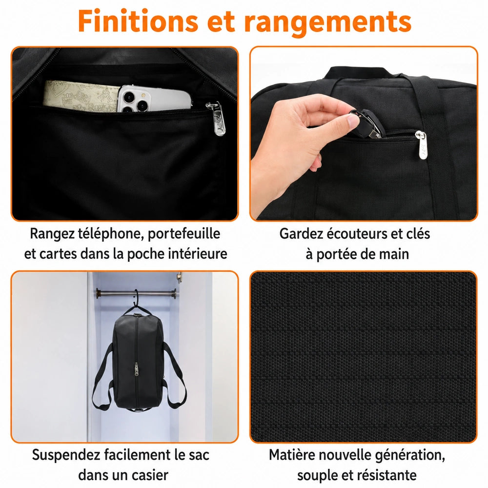 Petit sac de sport bandoulière finitions