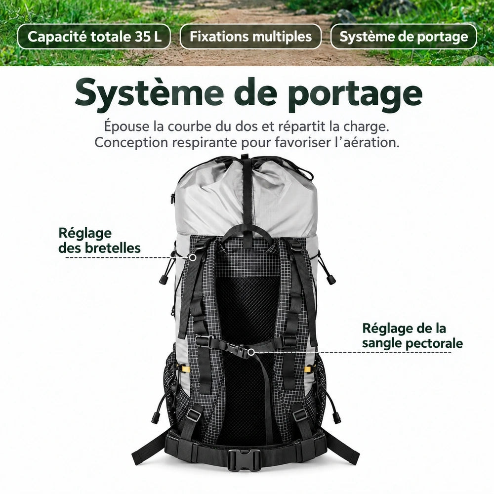 Sac à dos randonnée femme 25 litres système de portage