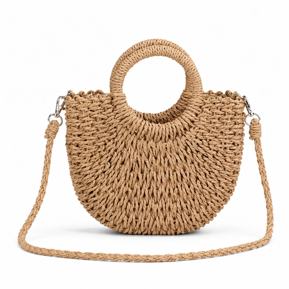 Sac à main bandoulière en paille marron