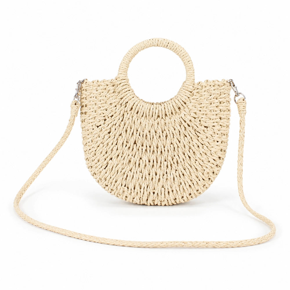 Sac à main bandoulière en paille clair