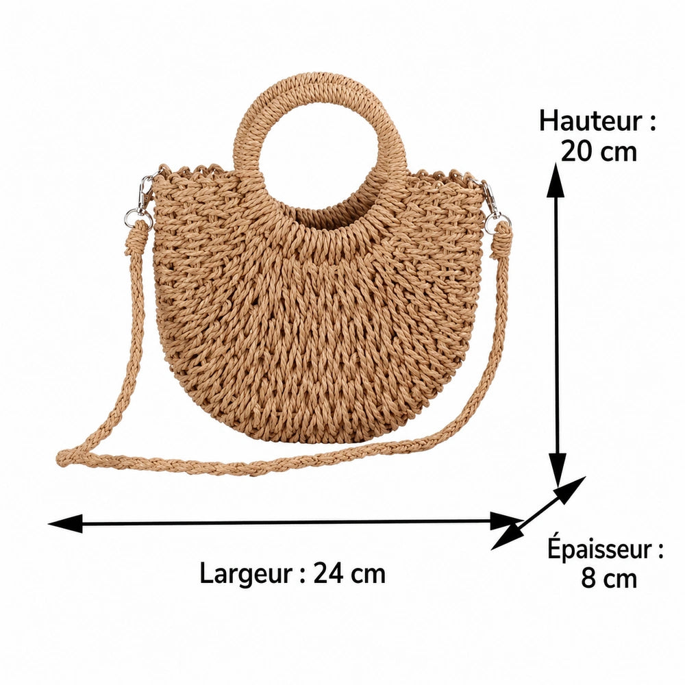 Sac à main bandoulière en paille dimensions