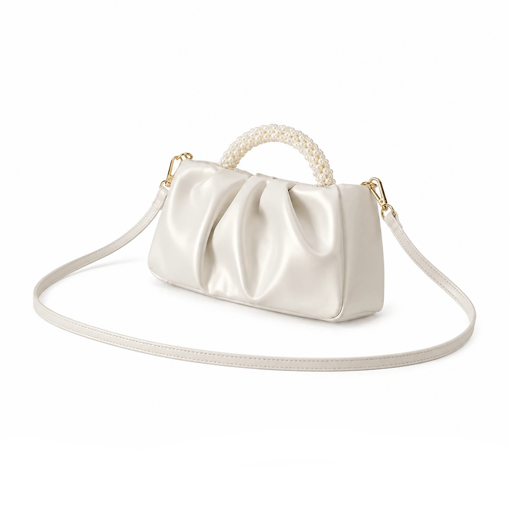 Sac à main blanc tendance perle