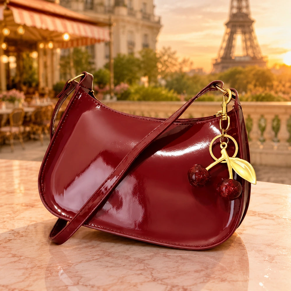 Sac à main bordeaux bandoulière cerise