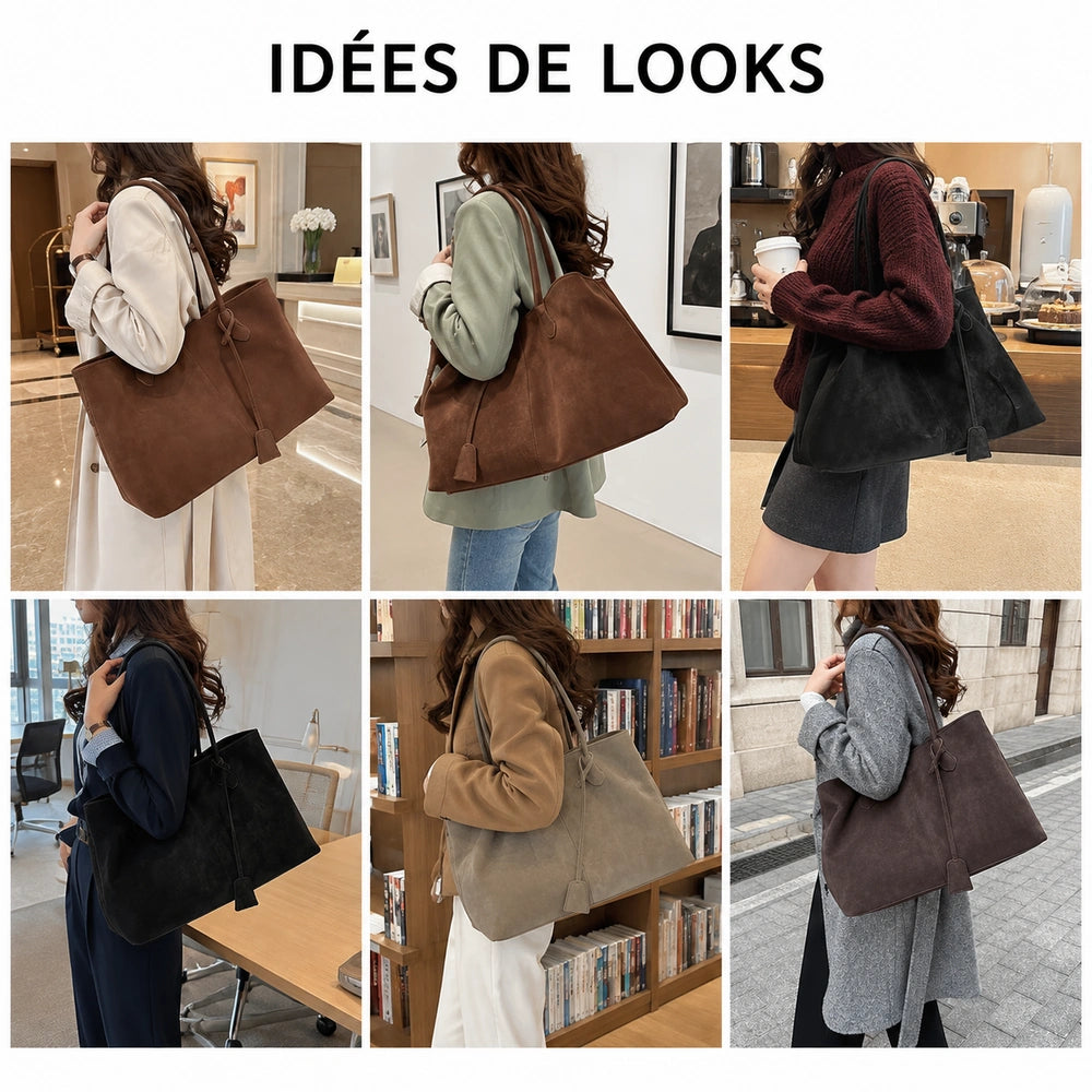 Sac à main daim bandoulière looks