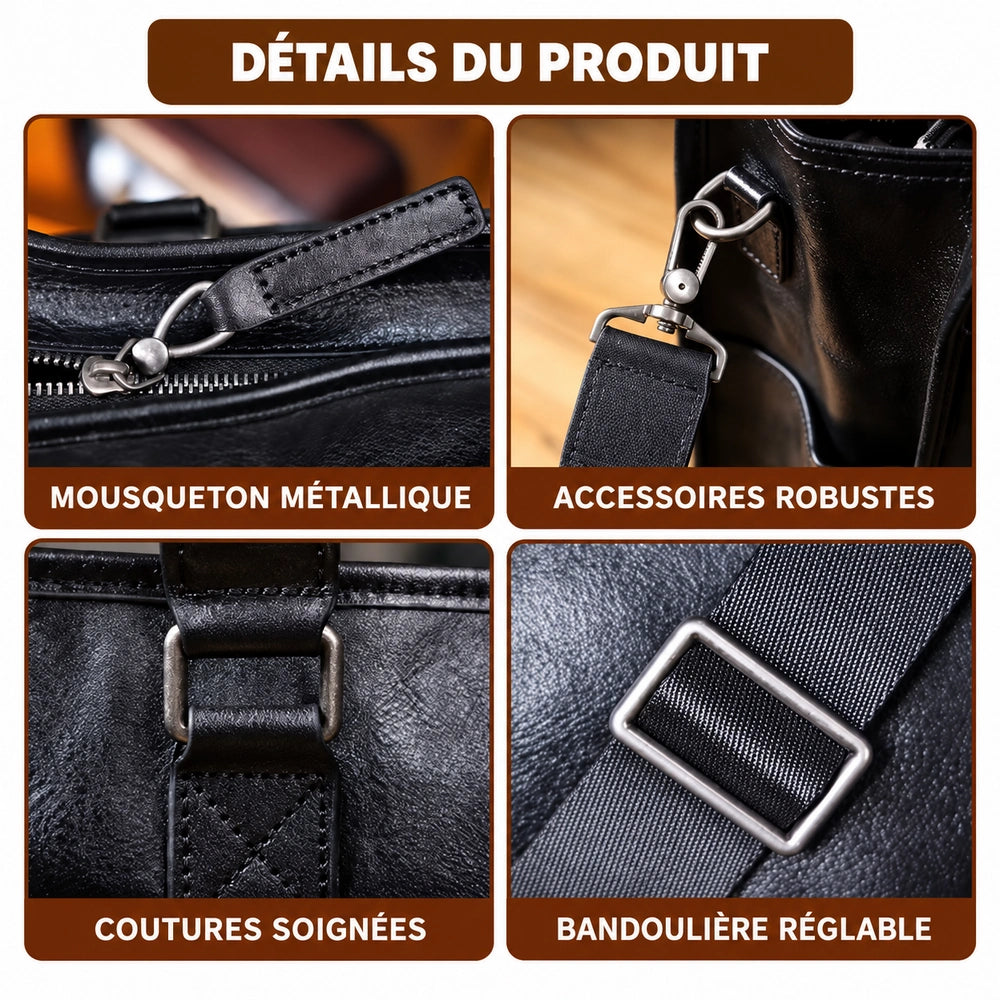Sac à main homme en cuir détails