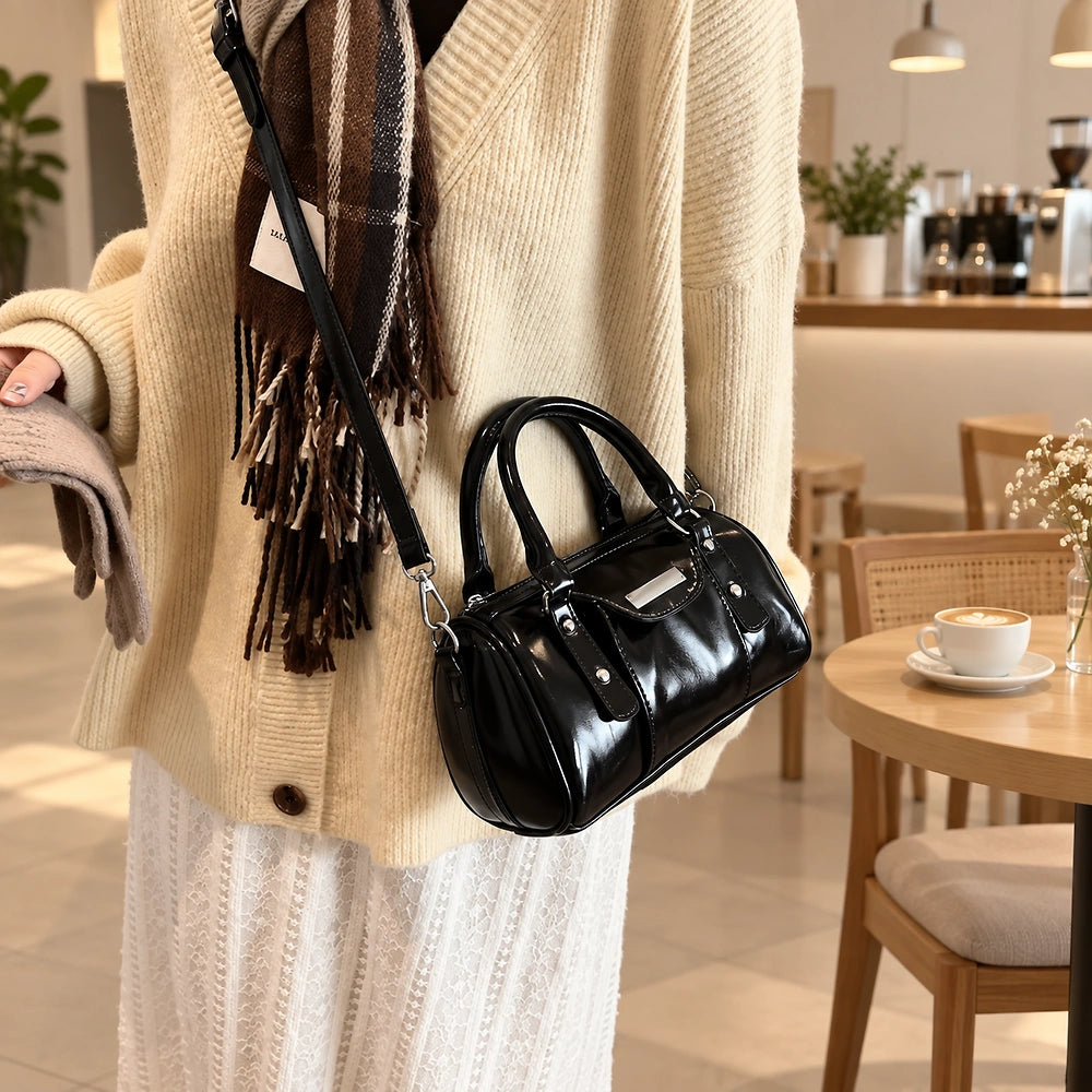 Sac à main noir vernis café