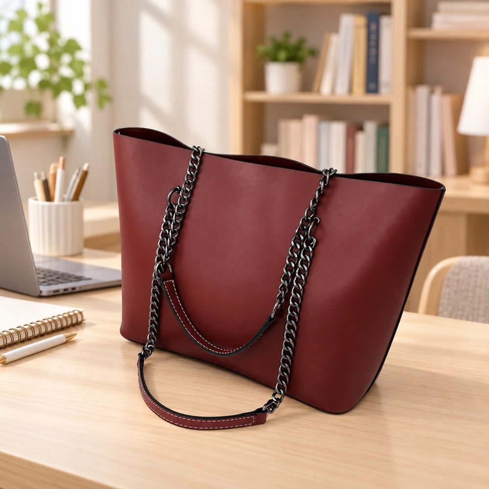 Sac à main pour les cours avec chaîne bordeaux