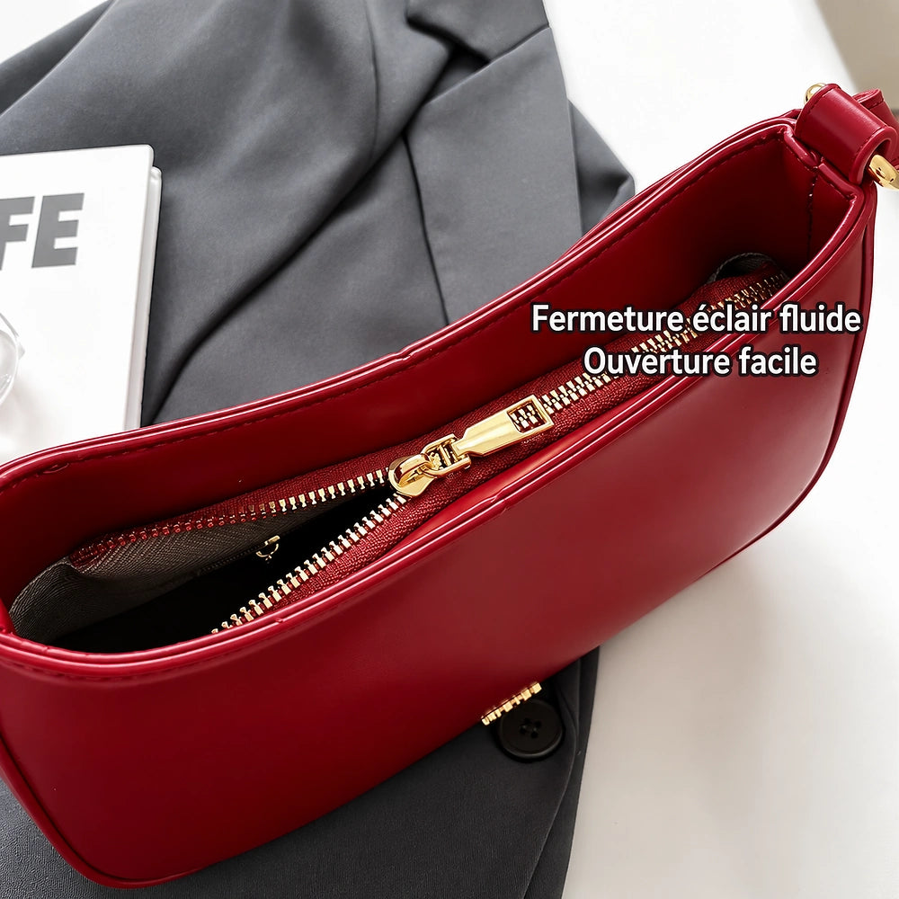 Sac à main rouge tendance fermeture
