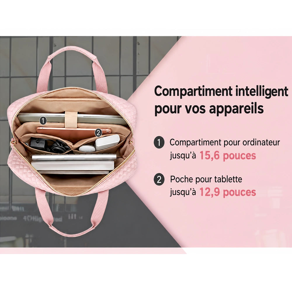 Sacoche ordinateur 17 pouces femme compartiment