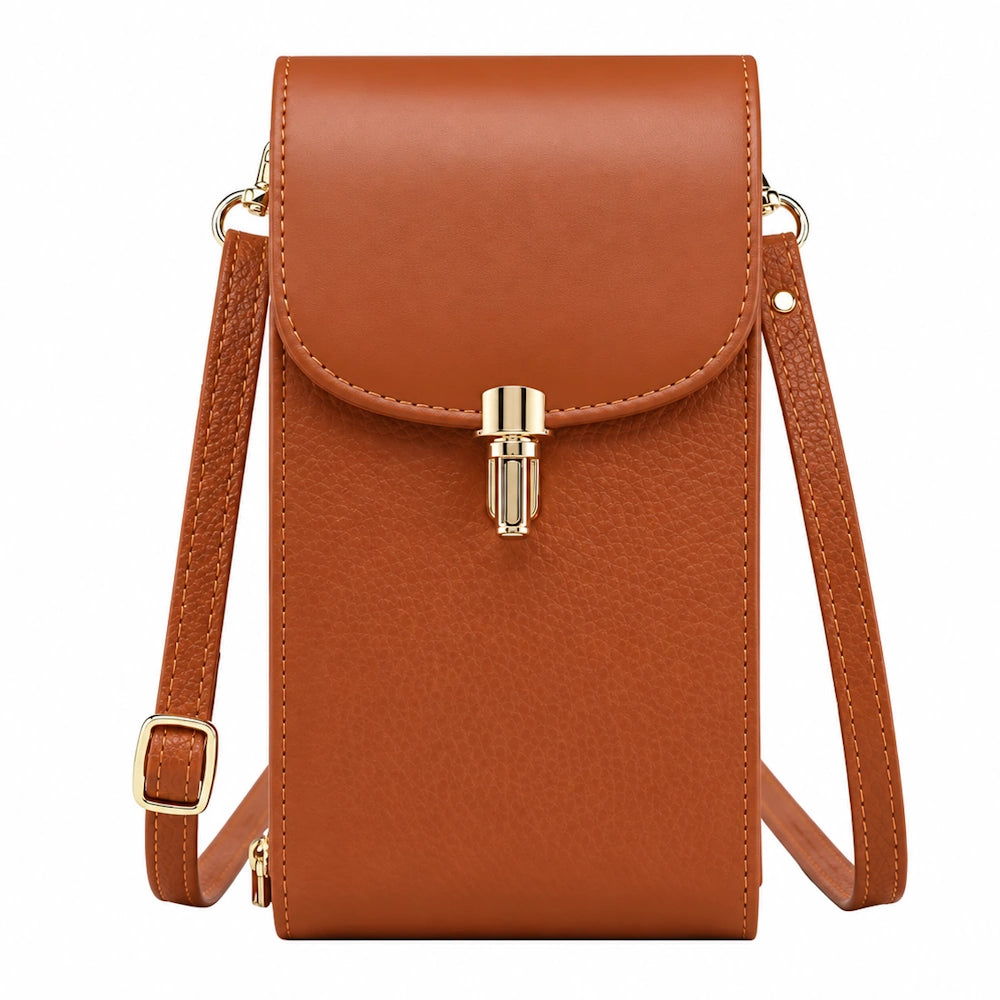 Sacoche téléphone femme marron