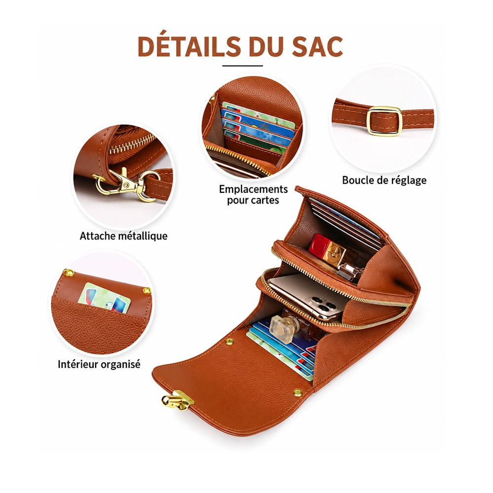 Sacoche téléphone femme détails