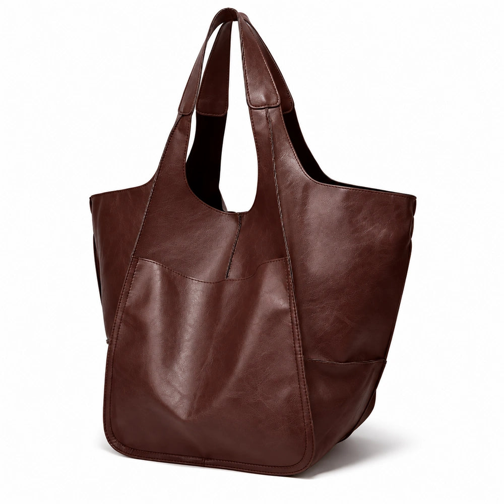 Sac porté épaule cuir souple marron foncé