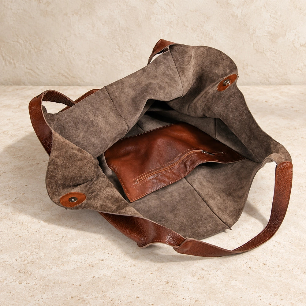 Sac porté épaule cuir souple ouvert