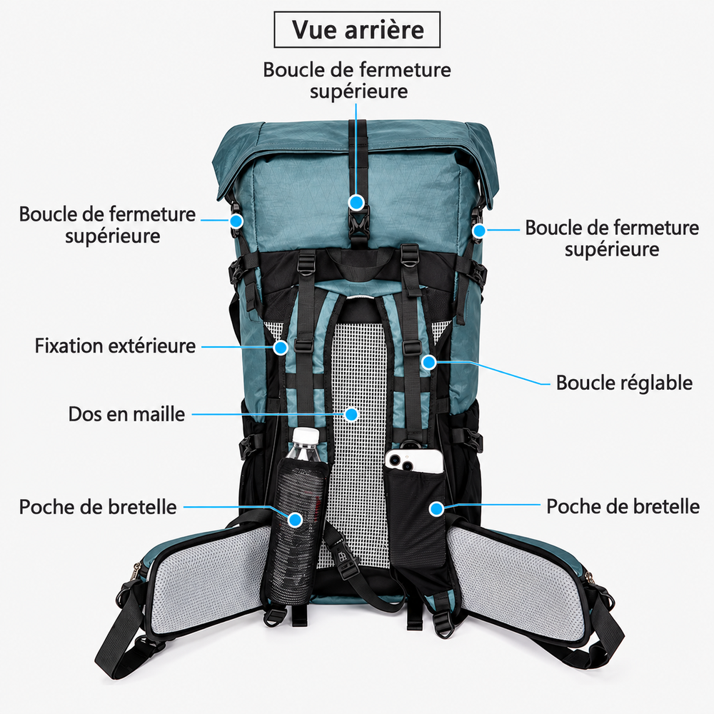 Sac à dos femme 40L vue arrière