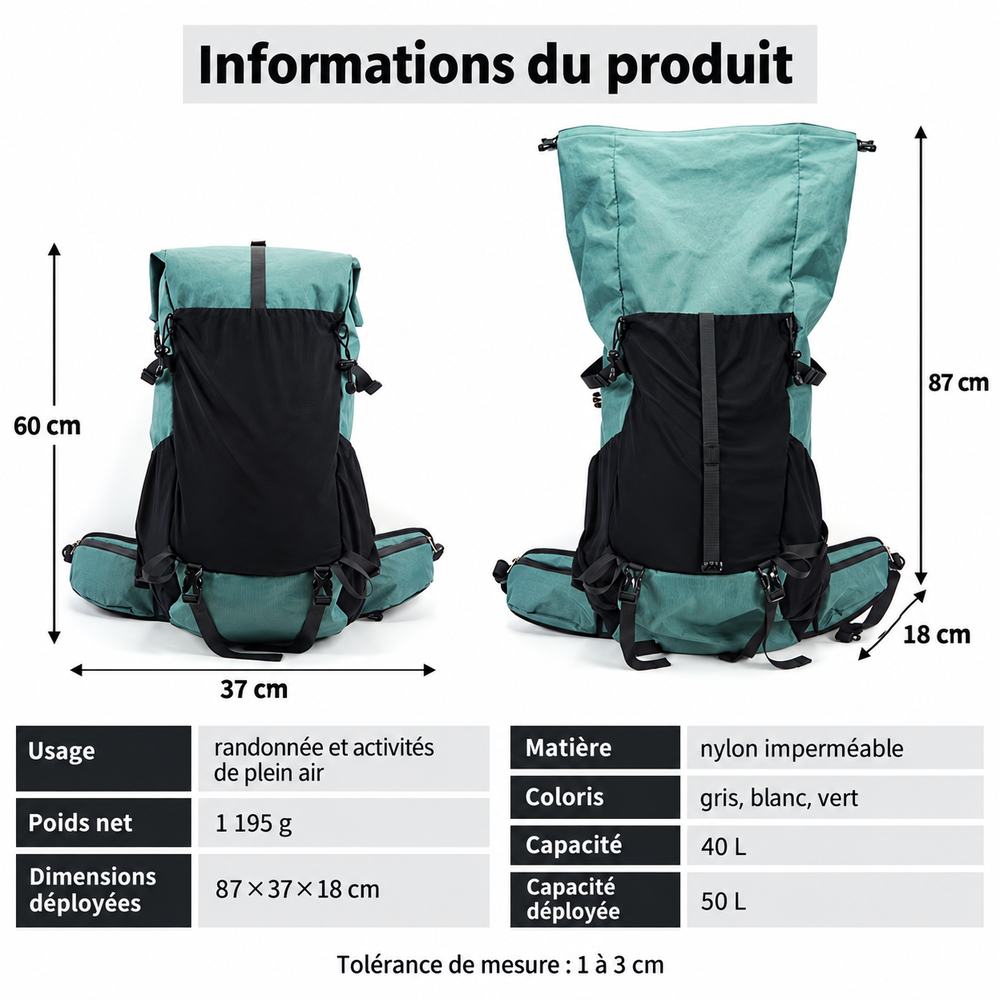 Sac à dos femme 40L informations