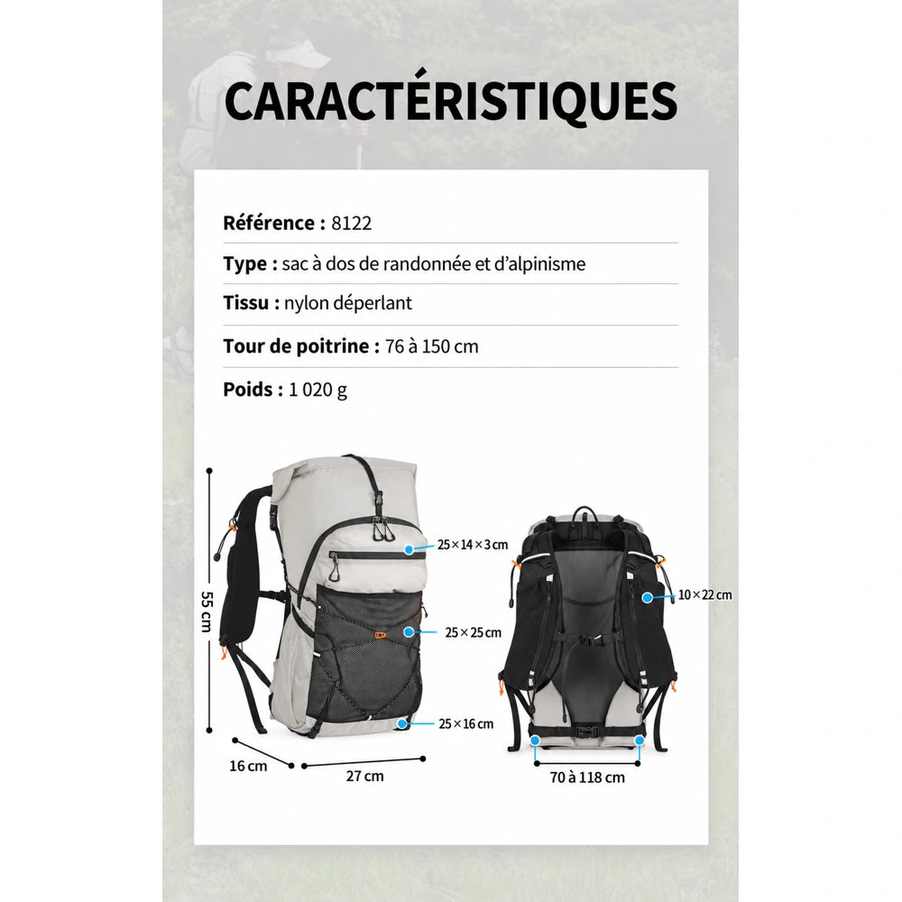 Sac à dos randonnée 30L femme caractéristiques