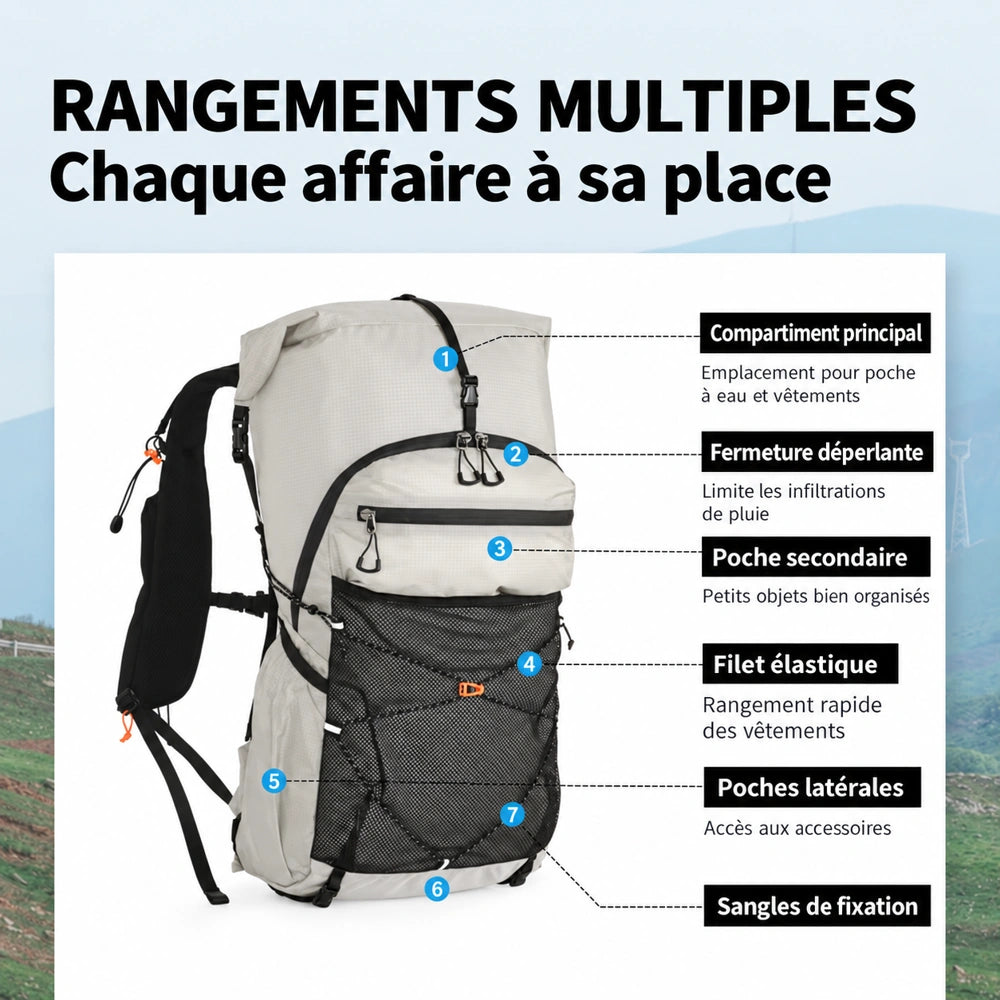 Sac à dos randonnée 30L femme rangements