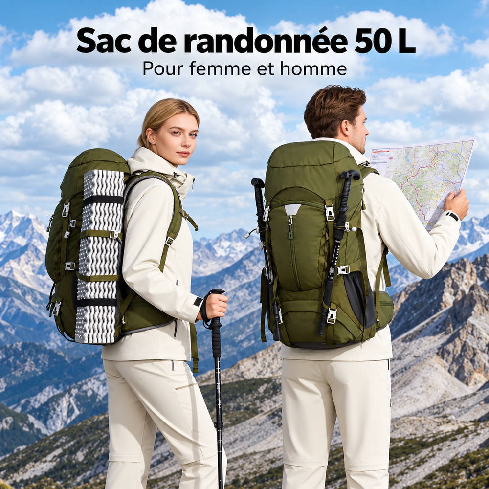 Sac de randonnée 50L femme et homme