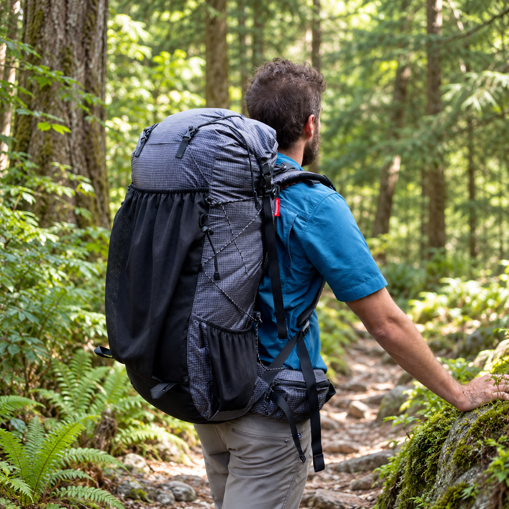 Sac de randonnée 60L dans la foret
