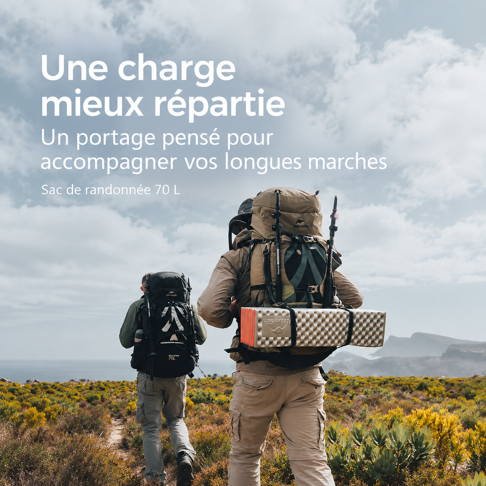 Sac de randonnée 70L repartions des poids