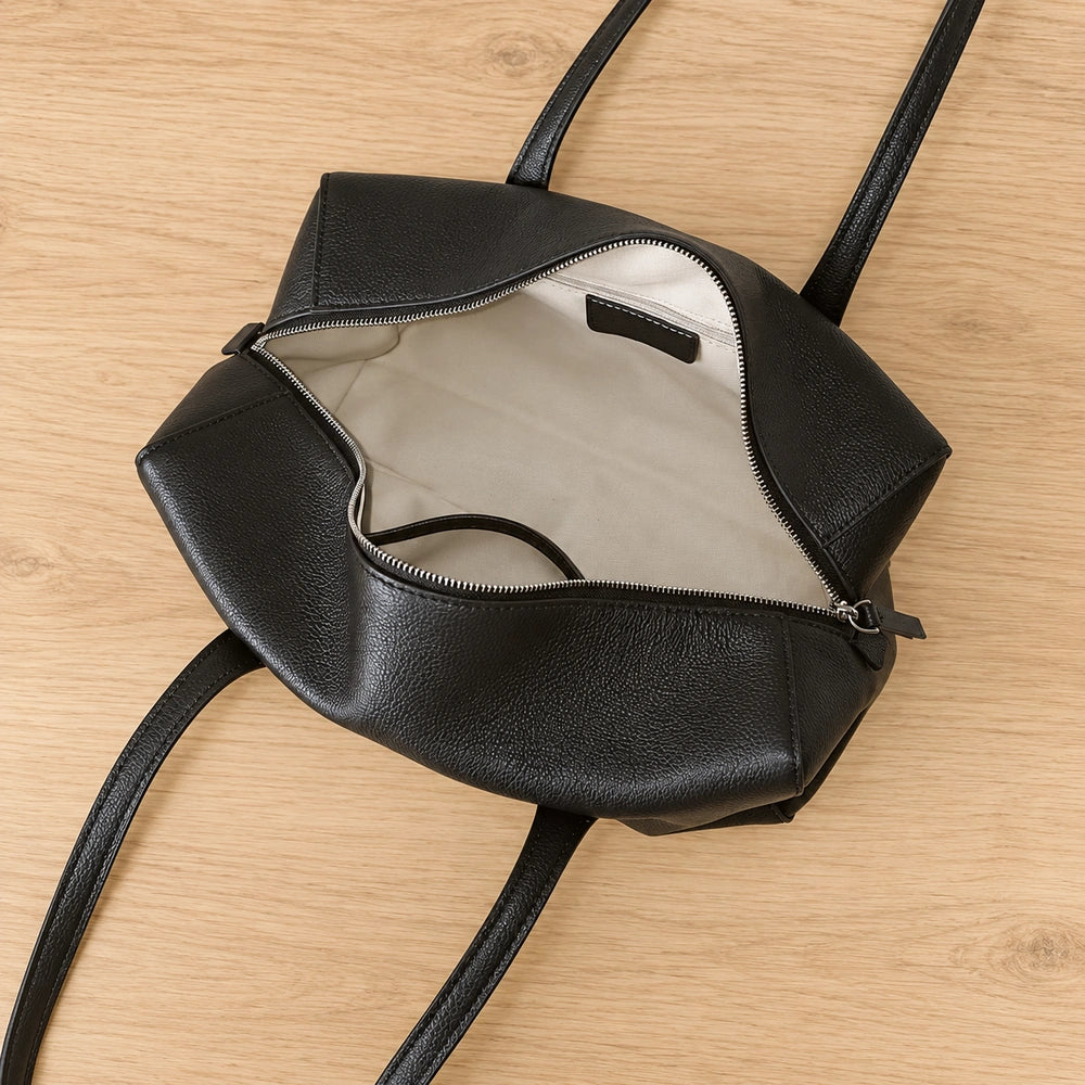 Sac porté épaule cuir noir ouverture