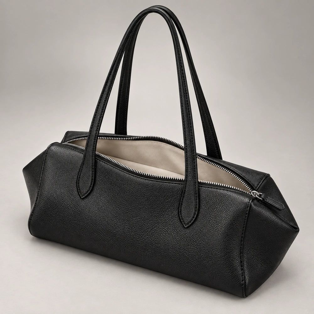 Sac porté épaule cuir noir ouverture