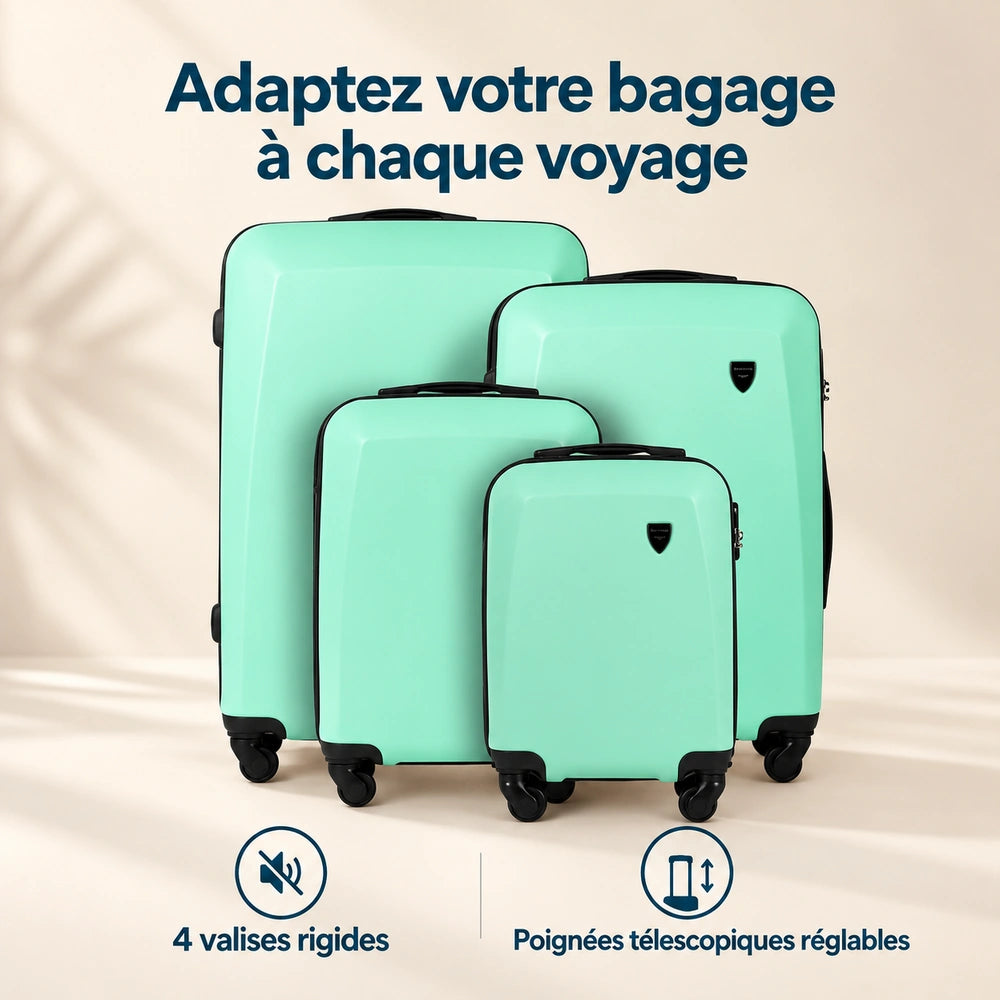 Ensemble valise soute et cabine bleu