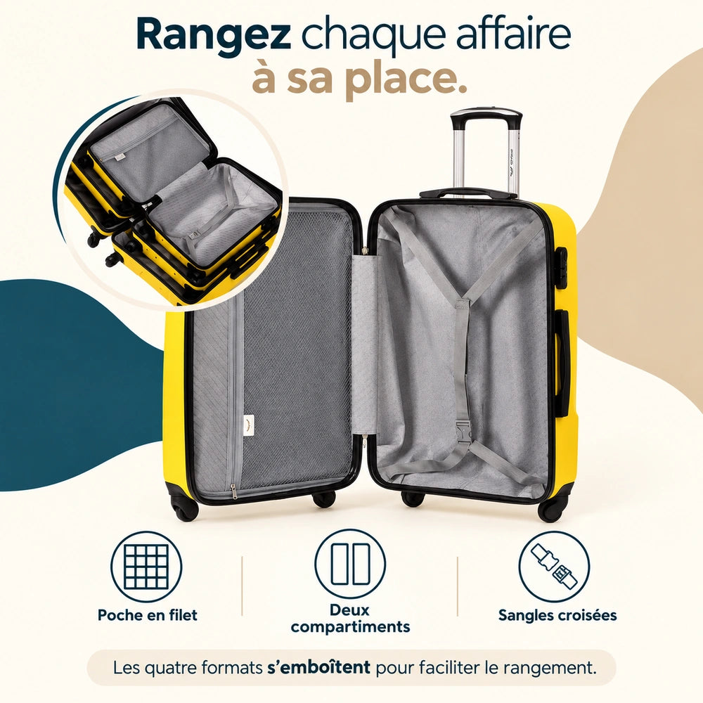 Ensemble valise soute et cabine ranger affaire