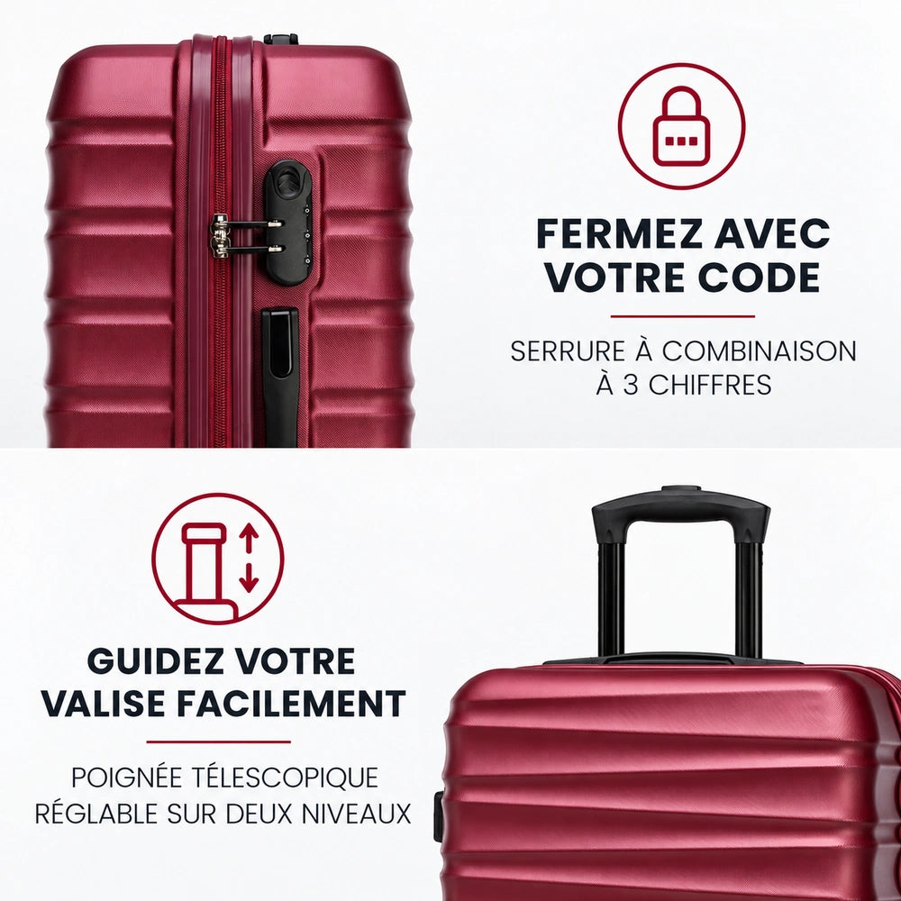 Grande valise rigide poignรฉe et code
