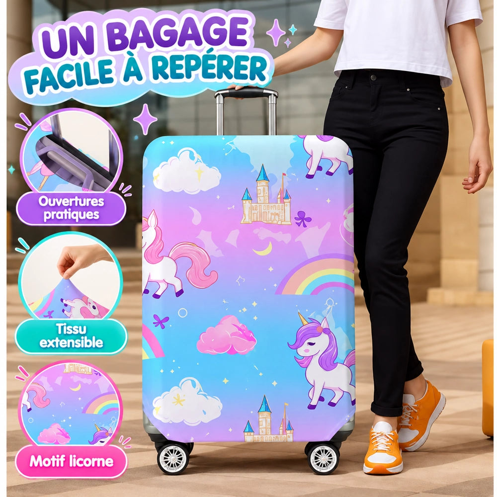 Housse valise licorne dรฉtails