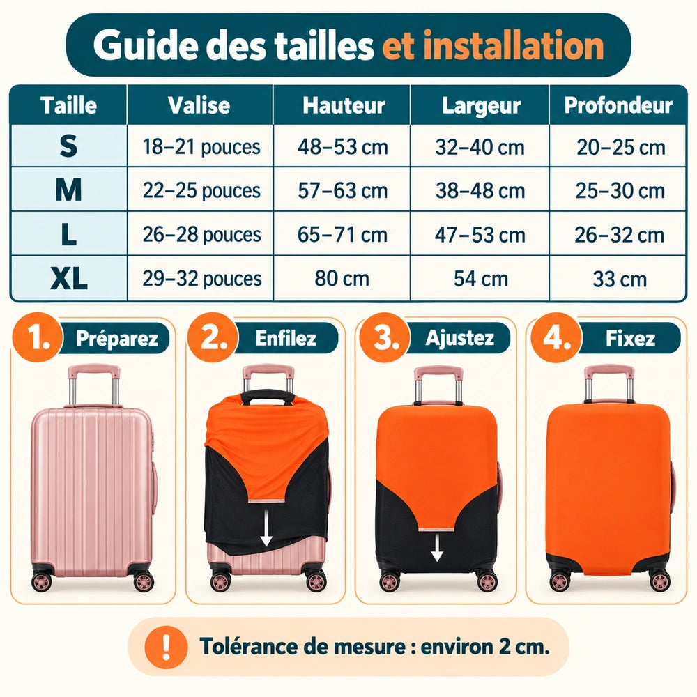 Housse valise XL tailles