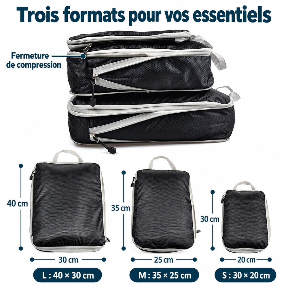 organisateur de valise compressible tailles