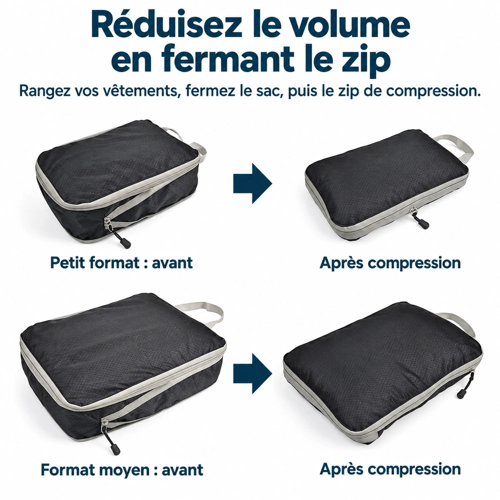 organisateur de valise compressible zip